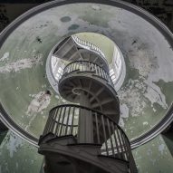 Administration Building Spiral Staircase Matt Van der Velde Architecture Abandoned Asylums Interior Jonglez Publishing
