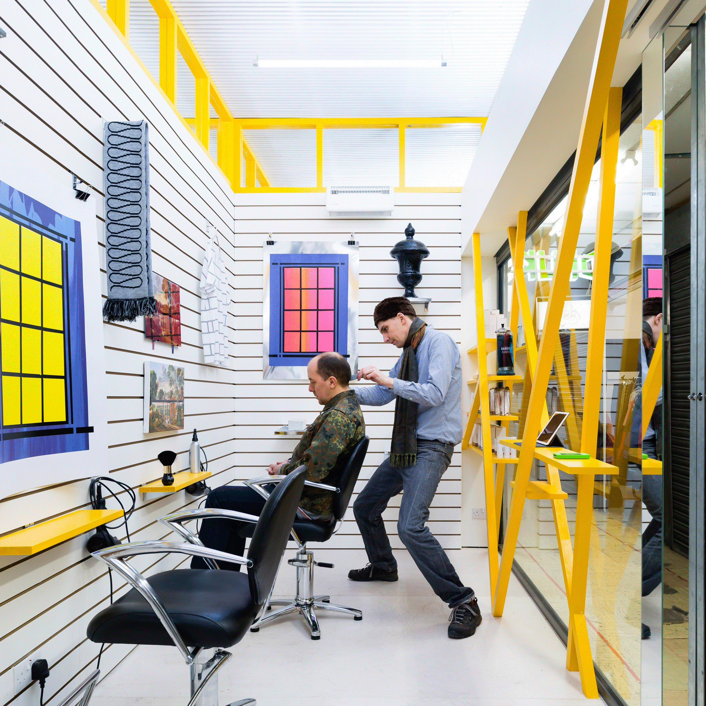 Sam Jacob designs Peckham hair salon and gallery where clients look at  artwork