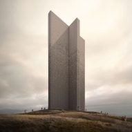 Giles Miller and Forbes Massie imagine towering monument with walls of offset bricks