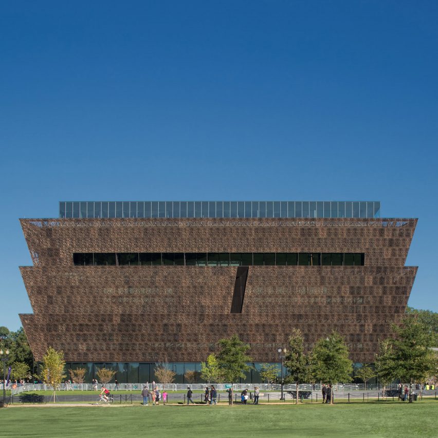 The exterior of Smithsonian NMAAHC