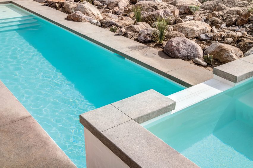 Pool in Palm Springs Chino Canyon home by Lance O'Donnell of o2 Architecture