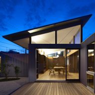 Arii Irie Architects uses angled windows and tilted roofs for Japanese house extension