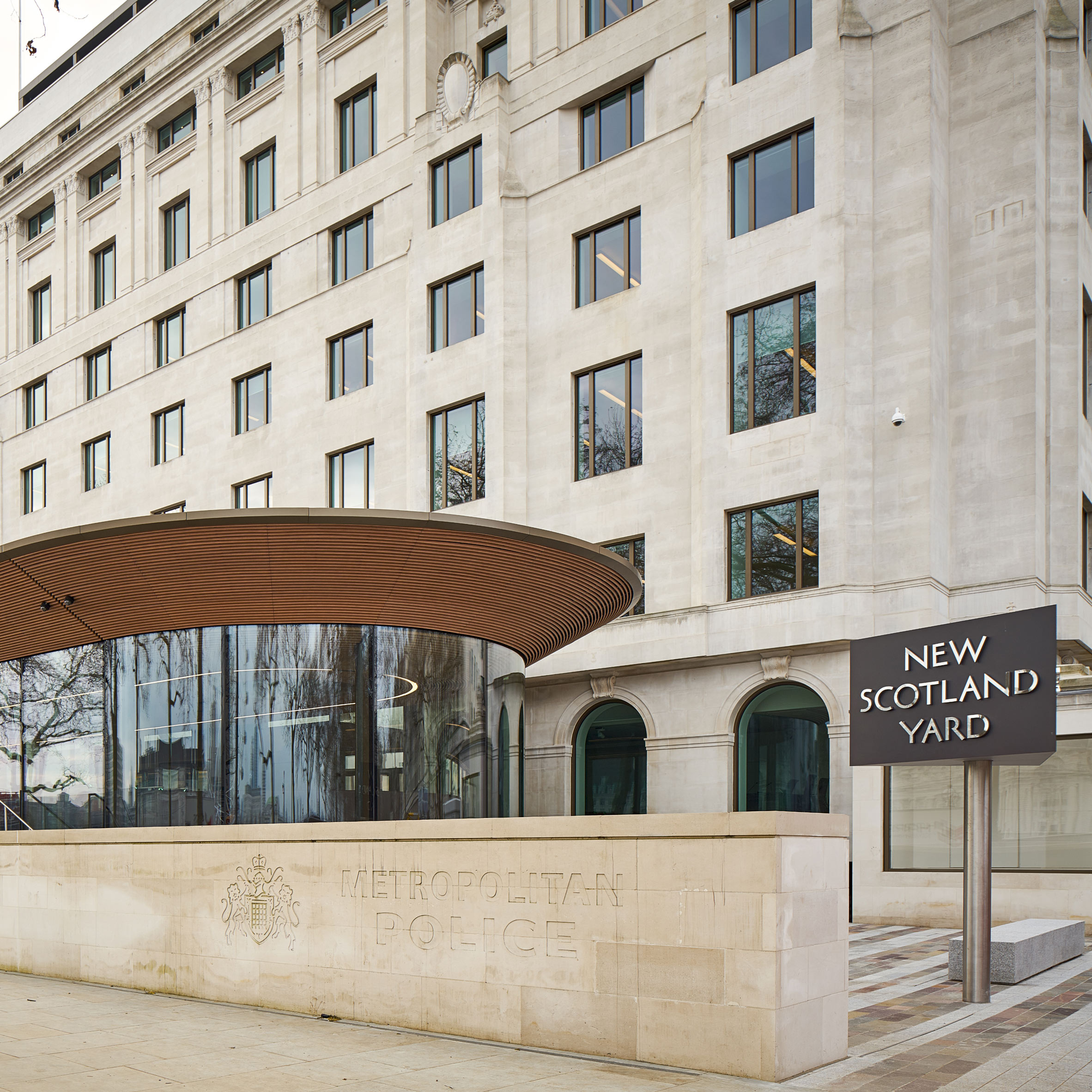 AHMM overhauls Thames-side block with glazed pavilions to create New Scotland  Yard