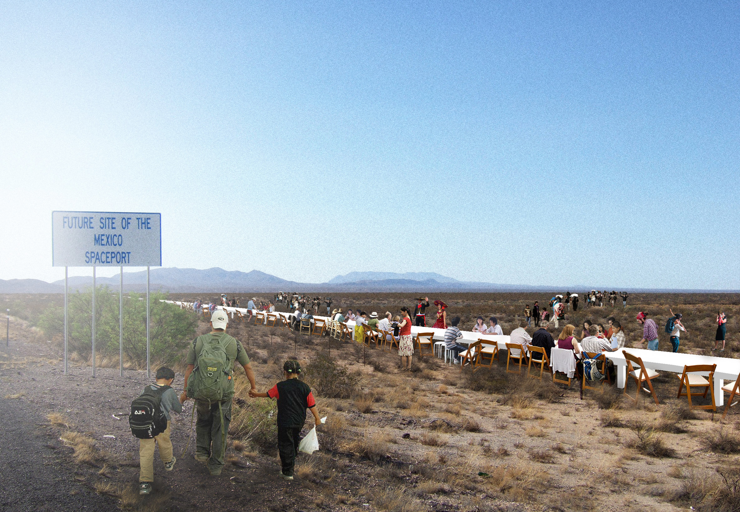 No-To-Scale imagines Trump's wall as a 1,954-mile-long dinner table