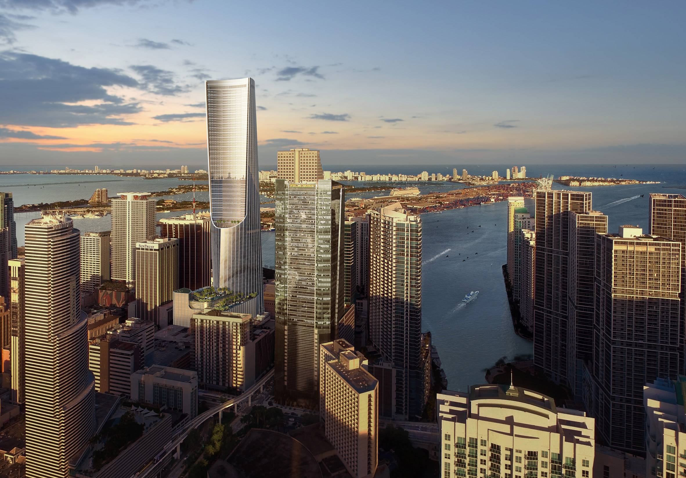 One Bayfront Plaza by KPF set to become Miami's joint-tallest building