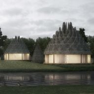Inflatable pine cones top guesthouses and spa envisioned by 3Gatti Architecture Studio