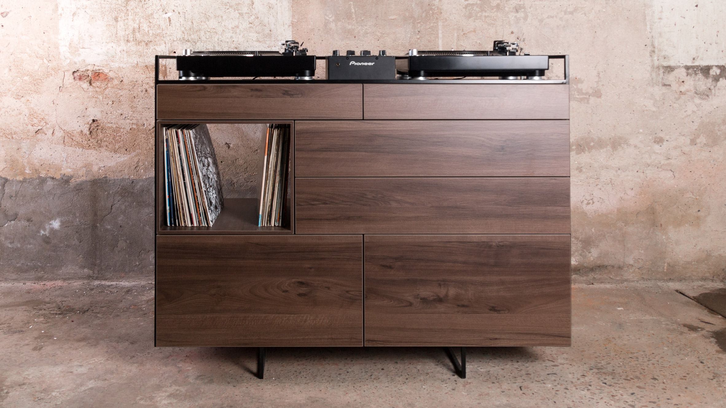 Studio Rik ten Velden's vinyl-storage cabinet doubles as a home DJ booth
