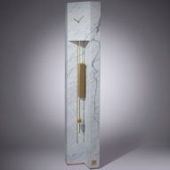 Lee Broom designs marble grandfather clock influenced by brutalist architecture