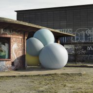 Charles P&eacute;tillon's photographs combine giant balloons and concrete architecture