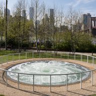 Anish Kapoor's Descension installed in Brooklyn Bridge Park