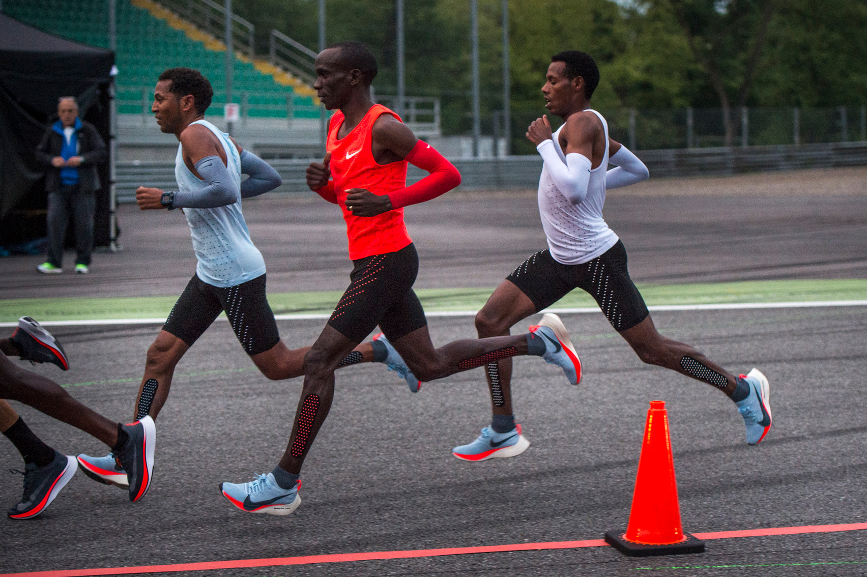 Athletes wear custom-engineered Nike trainers attempt to break barrier