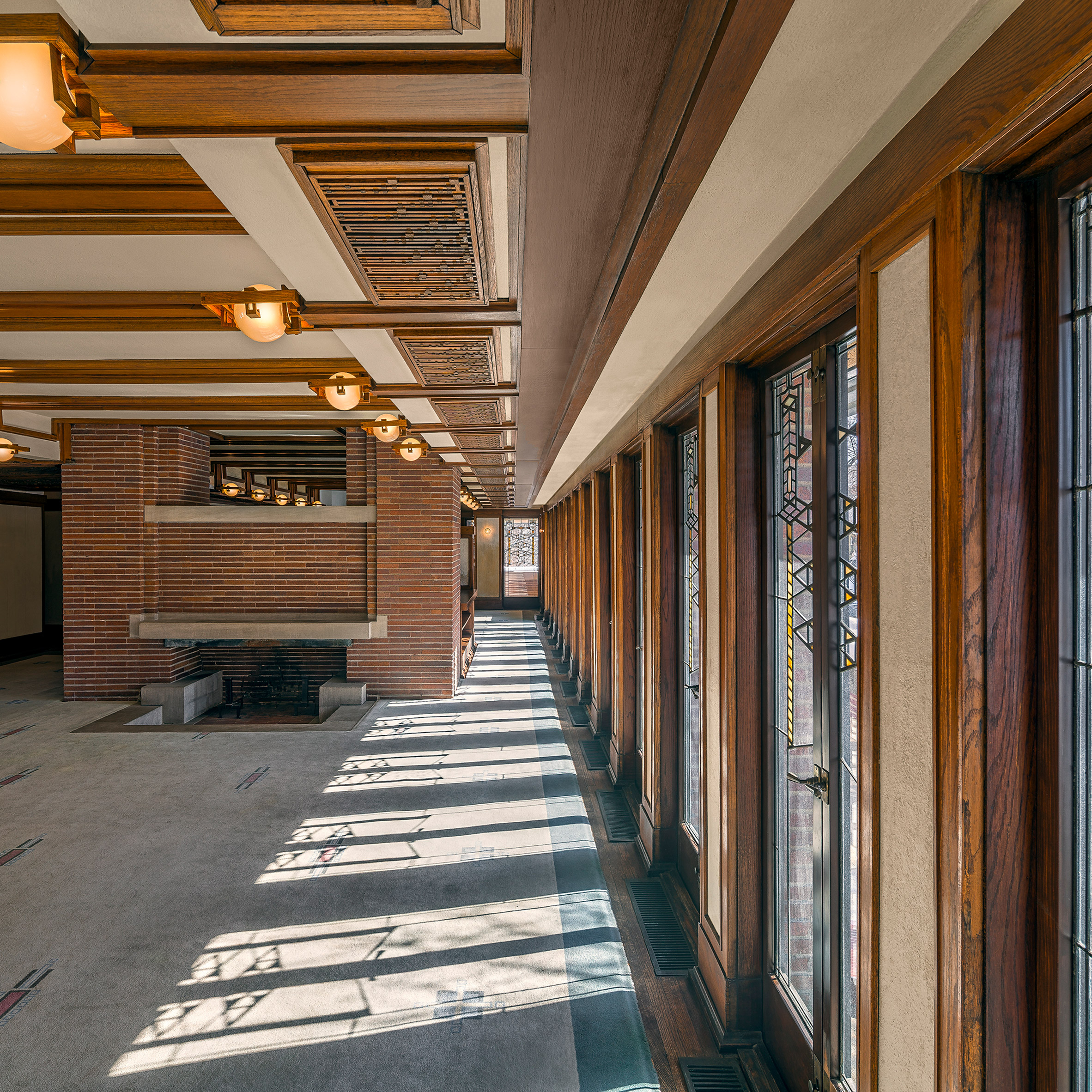 Robie House is one of the eight Frank Lloyd Wright buildings successfully nominated for heritage status