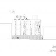 West elevation plan for The Six by Brooks + Scarpa