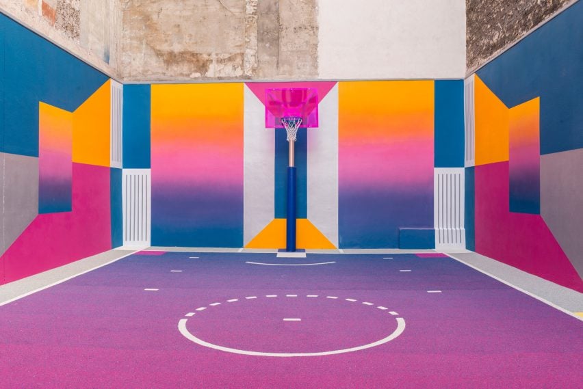 Colourful Paris basketball court, Paris, by Pigalle Duperré