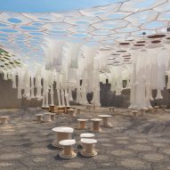 Jenny Sabin stretches robotically woven canopy across MoMA PS1 courtyard