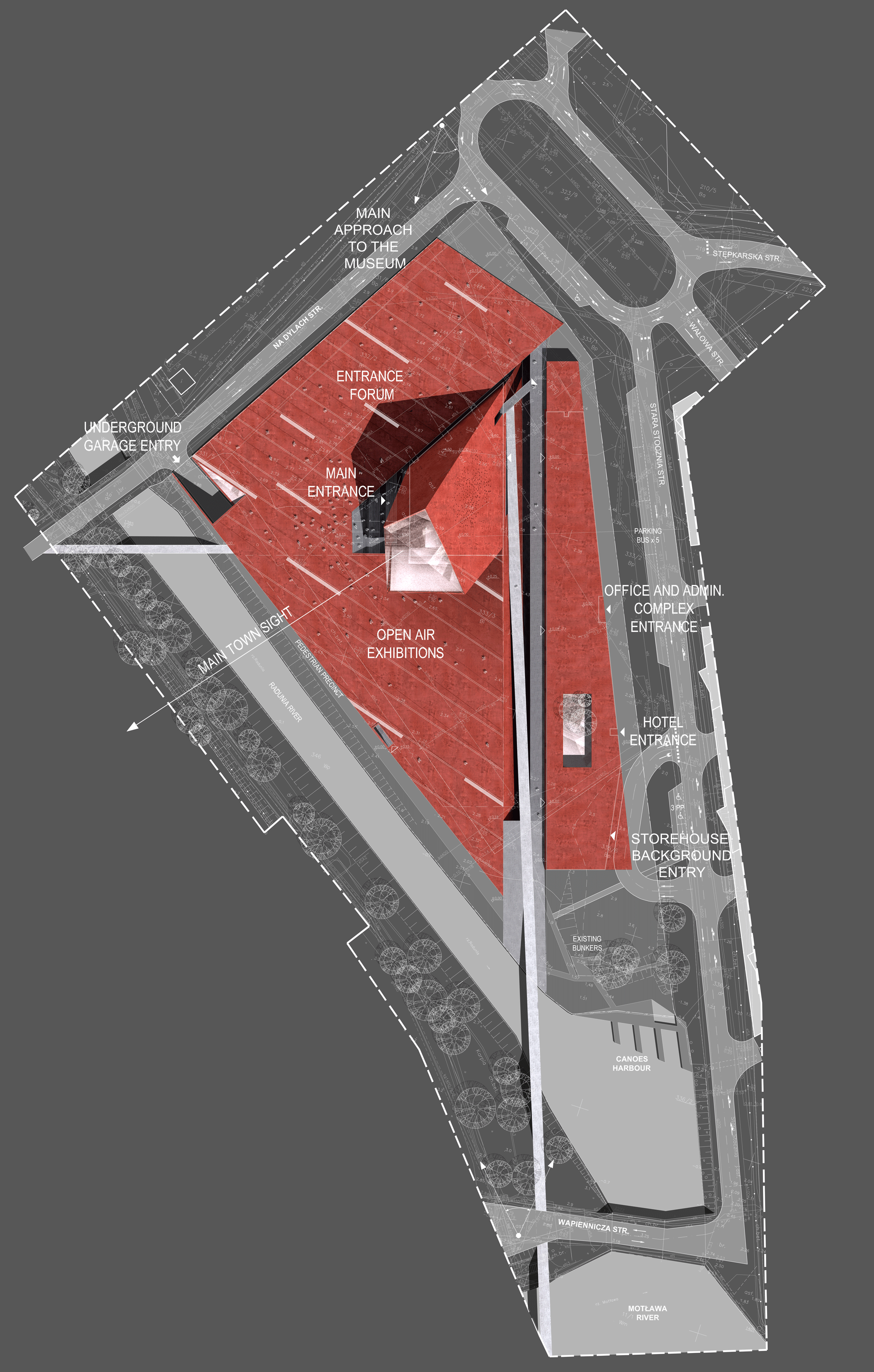 Tilted Red Tower Marks Entrance To Polish War Museum By Kwadrat