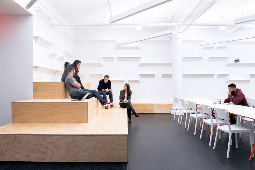 Bleacher-like seating at Quartz office by Desai Chia Architecture