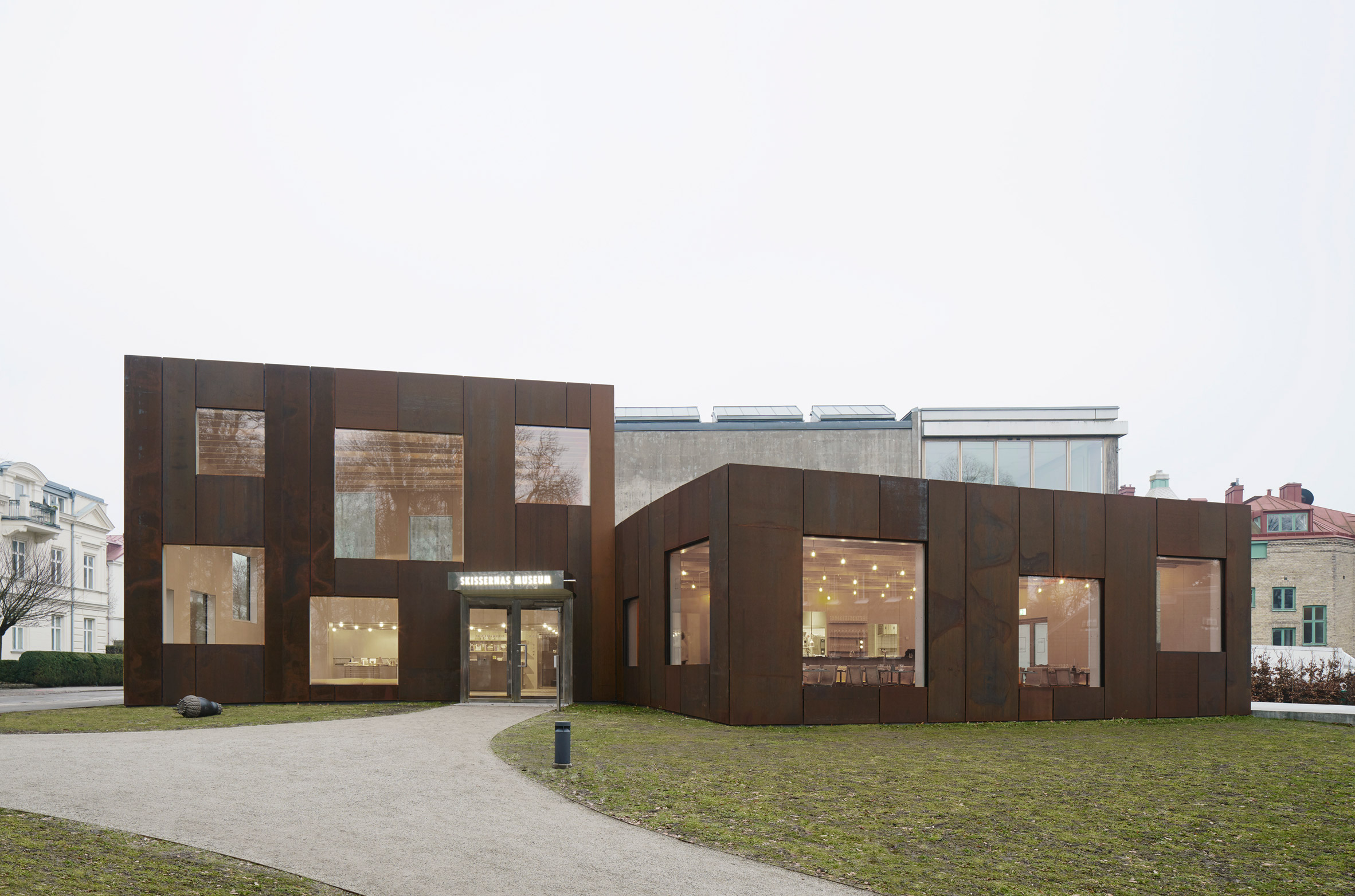 Elding Oscarson creates "slightly bent" weathering steel extension to Lund's Skissernas Museum