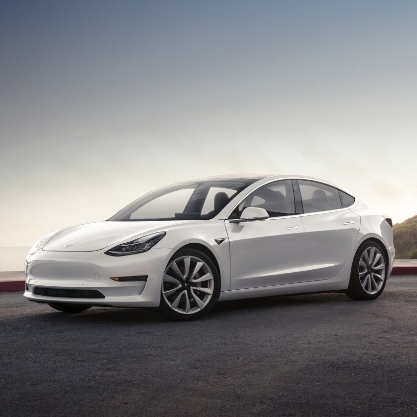 Electric car company Tesla unveils Model 3