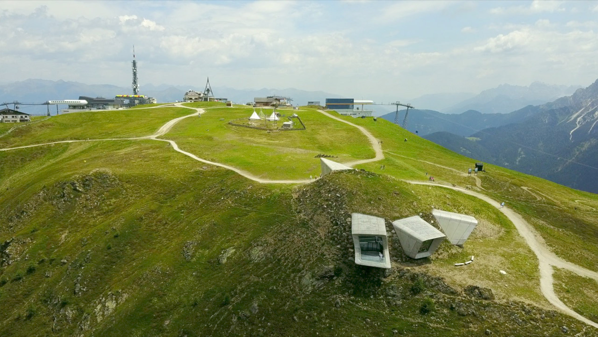 Drone footage captures Zaha Hadid's mountaintop museum in South Tyrol