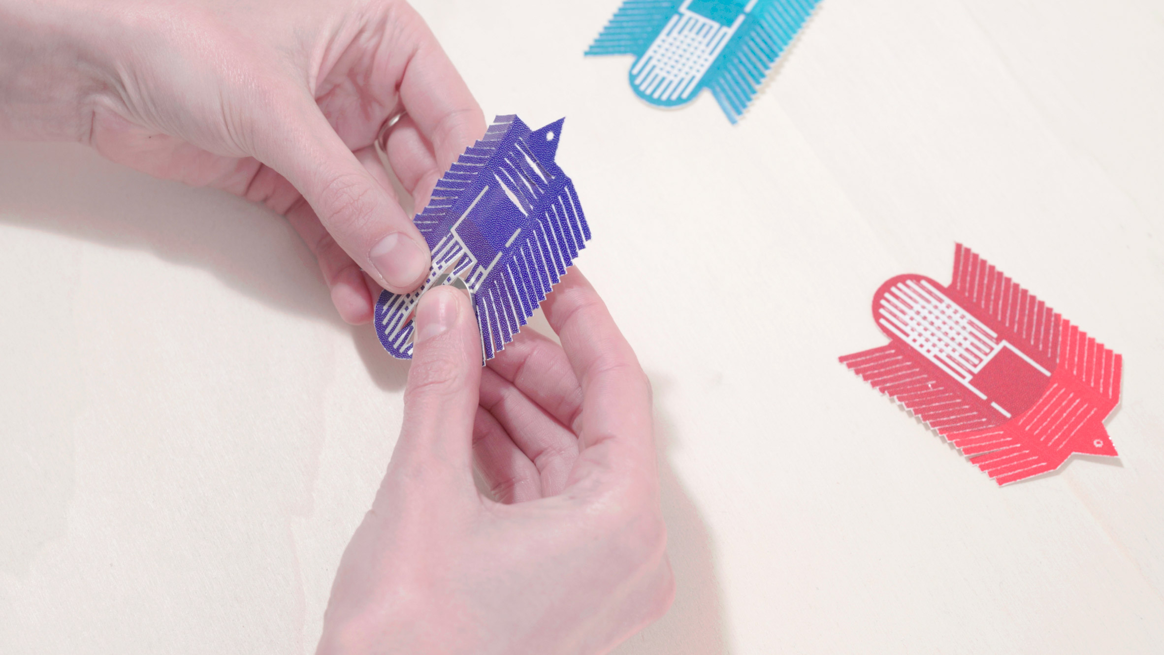 Marion Pinaffo and Raphaël Pluvinage design electronic toys that are made from paper printed on special ink