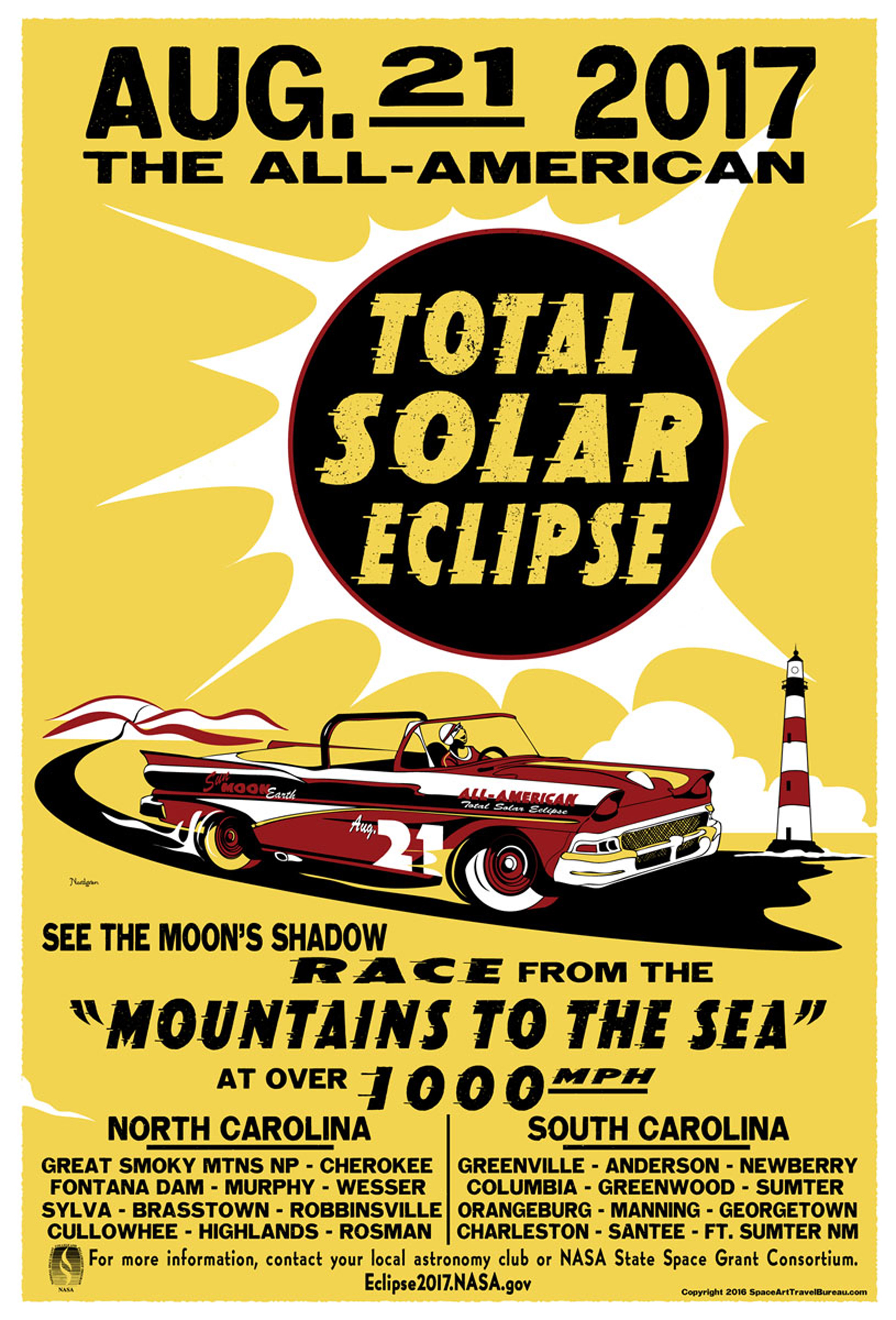 Tyler Nordgren designs retro poster series to advertise today's solar eclipse