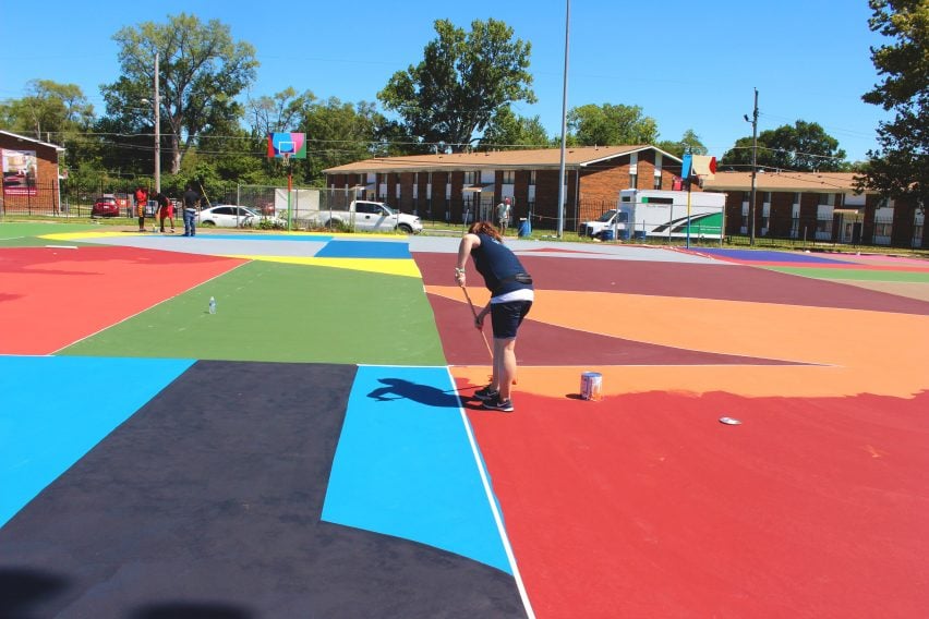 Kinloch Park Basketball Courts Mural by William LaChance