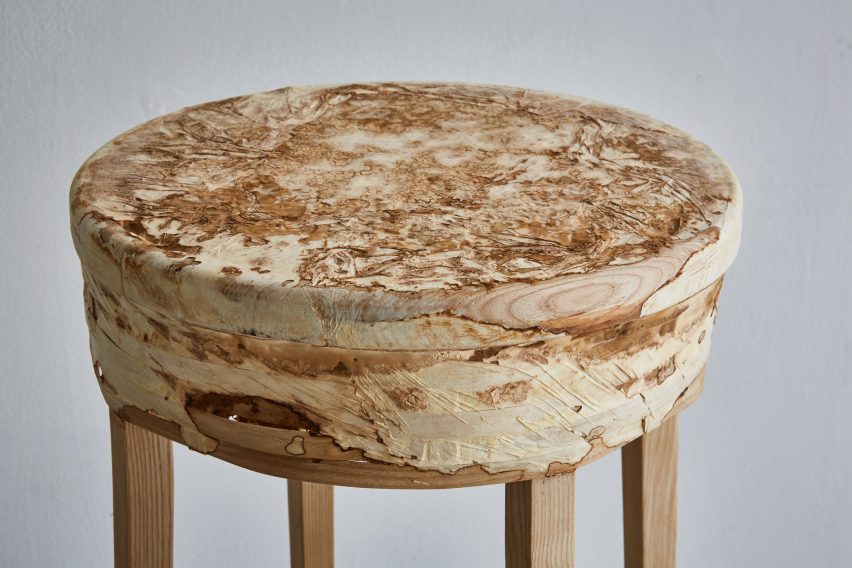 Mushroom mycelium used to create suede-like furniture by Sebastian Cox and Ninela Ivanova