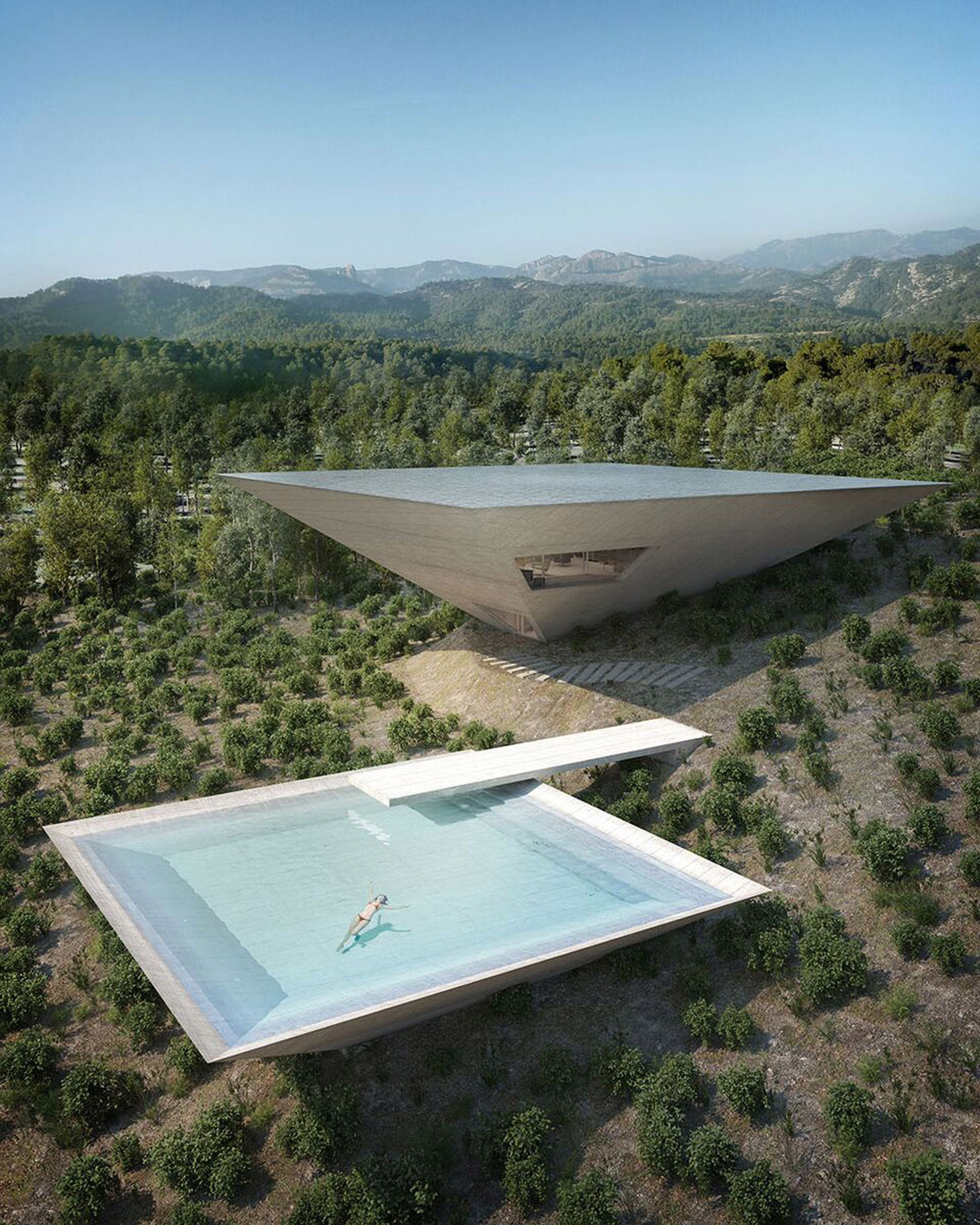Takei-Nabeshima-Architects has released new renderings of its concrete holiday home designed for French developer Christian Bourdais' Solo Houses series.