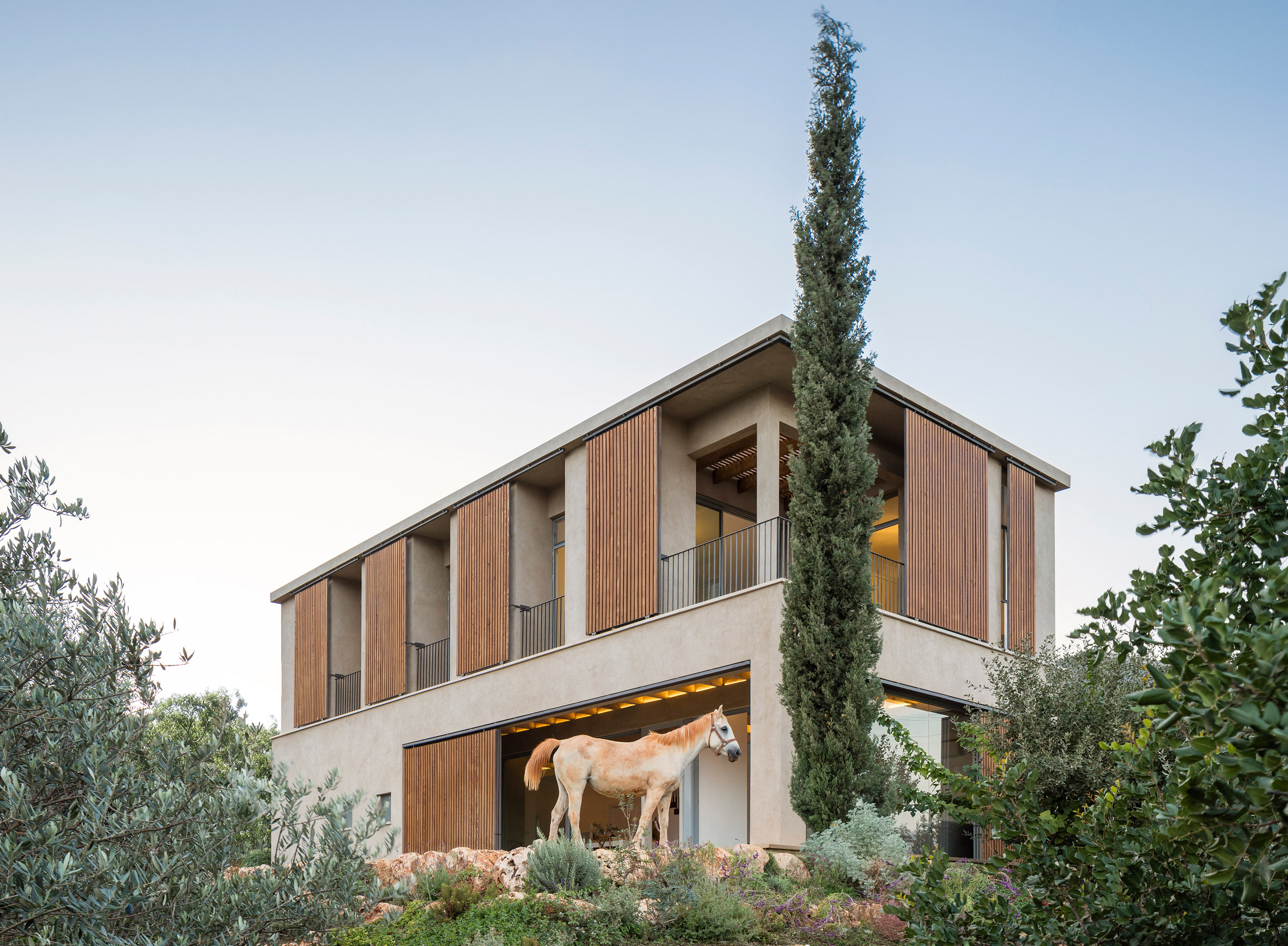 Slatted shades keep house by the Sea of Galilee cool during hot summer days