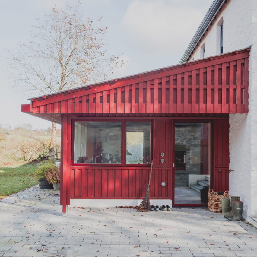 Rural Office for Architecture adds row of red gabled sheds to rural Welsh property