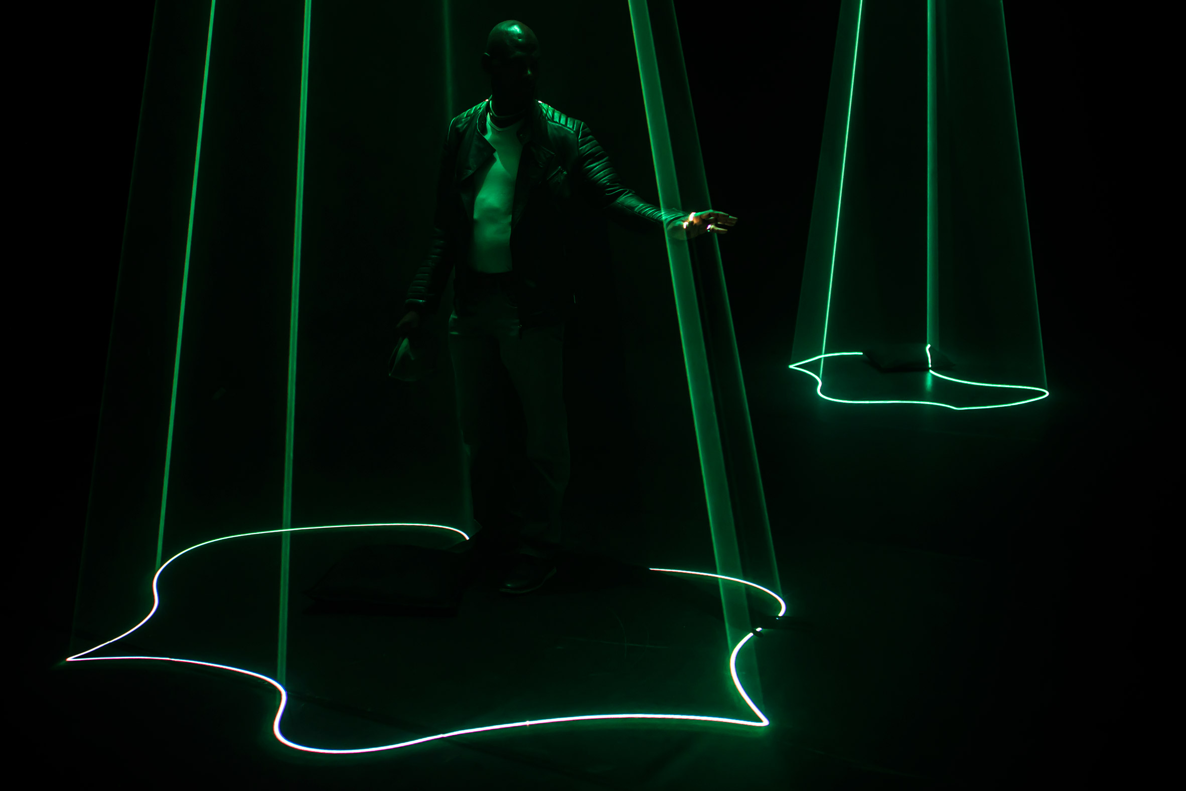Audiovisual installation emotions into beams of