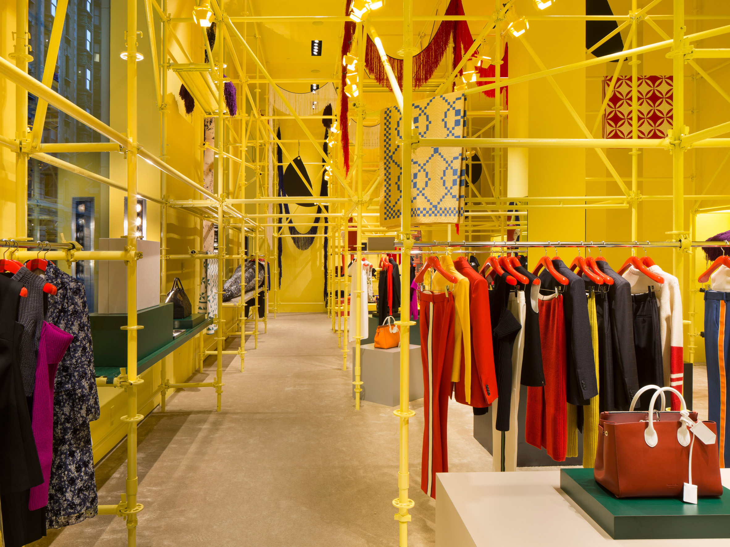 Raf Simons and Sterling Ruby adds yellow scaffolding to Calvin
