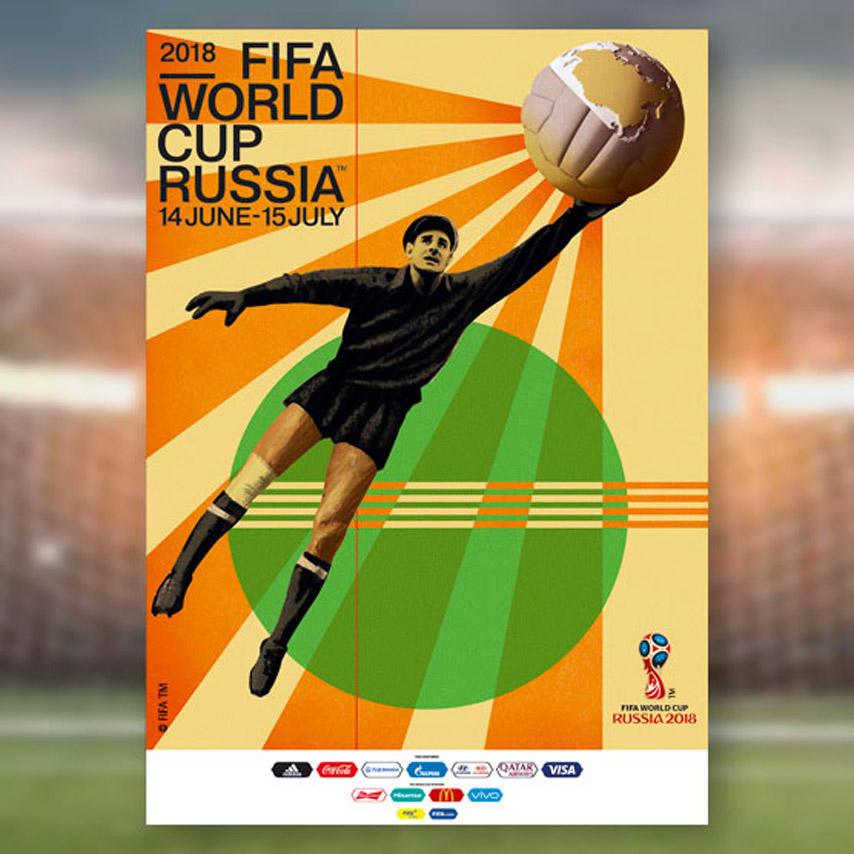 Igor Gurovich designs retro poster for 2018 FIFA World Cup in Russia
