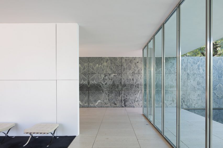 Mies Van Der Rohe S Barcelona Pavilion Loses Its Marble Walls