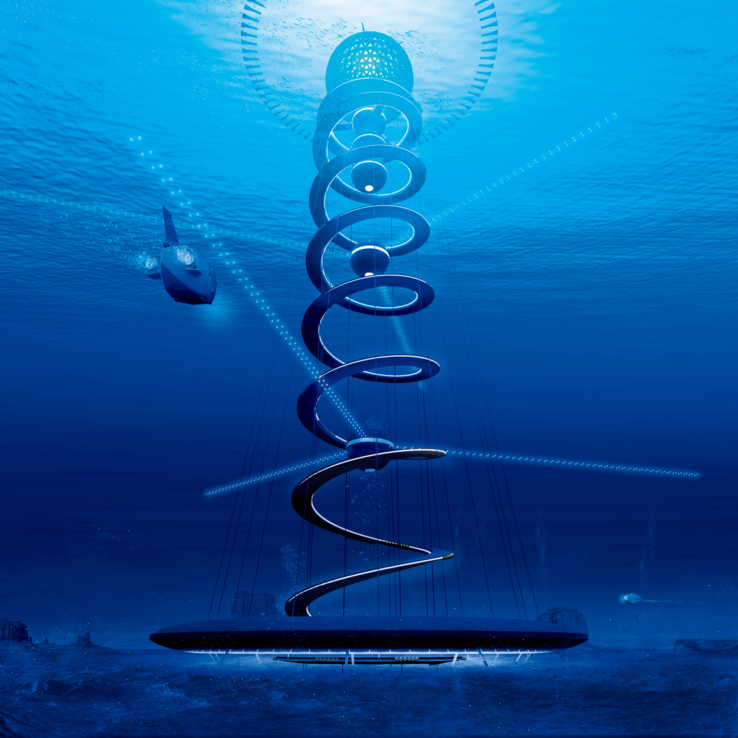 Ocean Spiral is a concept for a city beneath the surface of the ocean