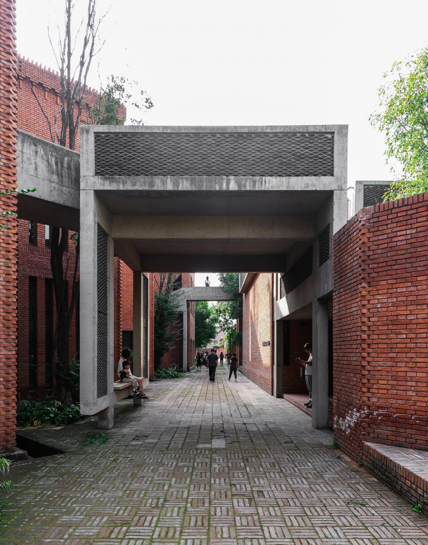 Dong Yugan uses brick to form sculptural surfaces and playful structures at Red Brick Art Museum