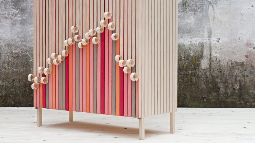 Stoft studio's Whittle Away cabinets peel away over time to reveal colourful panels underneath