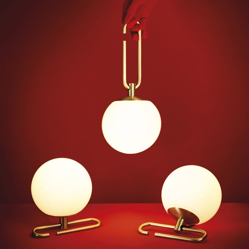 Neri&Hu's lantern-inspired lights sit on or hang from adjustable brass rings
