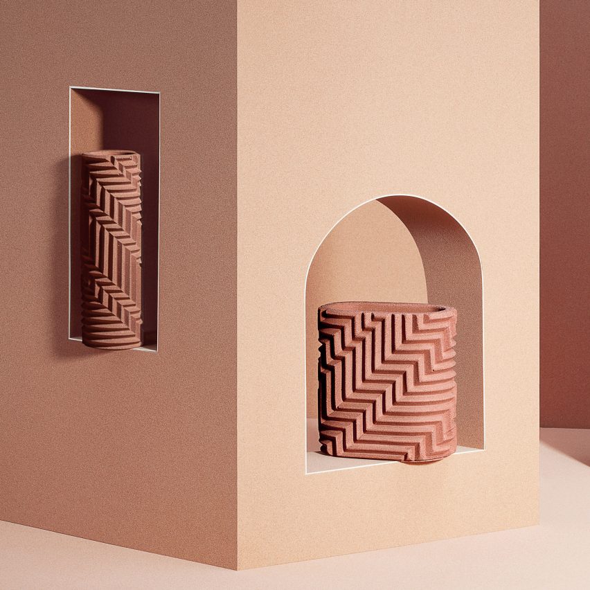 Phill Cuttance adds to his collection of Jesmonite herringbone objects