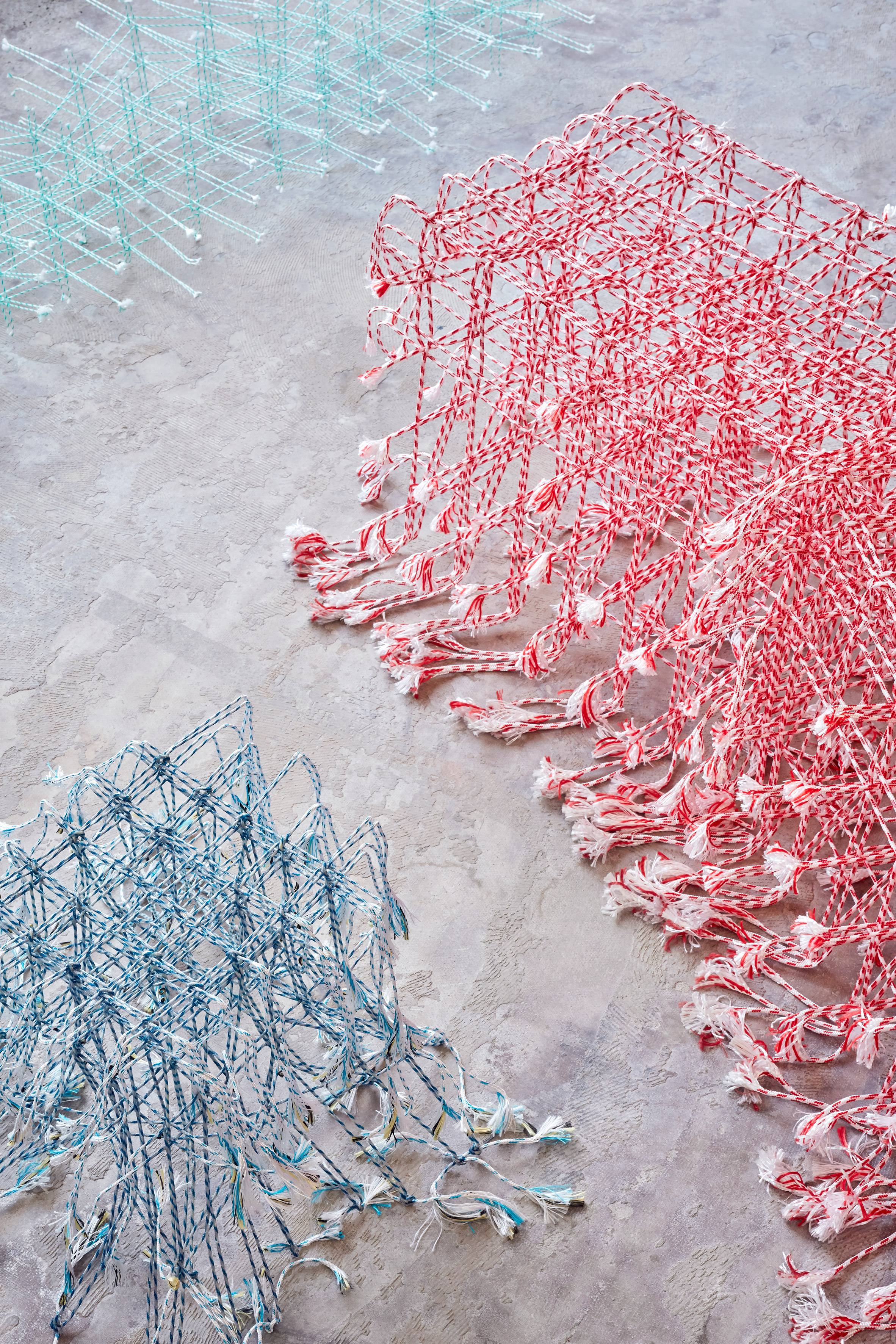 Fransje Gimbrere creates textile sculptures from natural fibres and recycled plastic