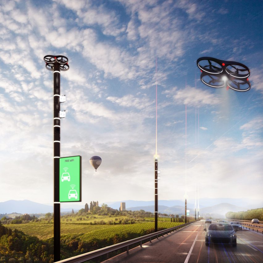Carlo Ratti unveils smart road system with flying drones