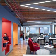 Colourful booths, furniture and cables enliven Slack's Toronto office by Dubbeldam