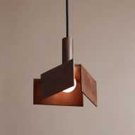 Pelle introduces geometric lighting with weathered steel fins at IDS Toronto