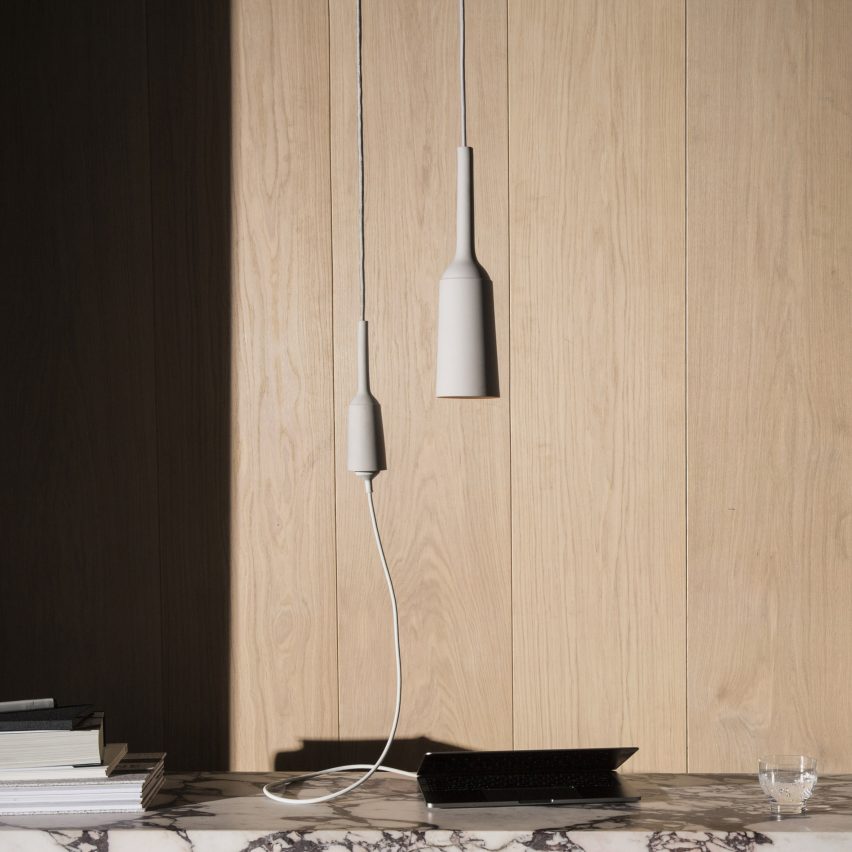 Design Academy Eindhoven graduate Lotte Douwes has created an alternative charging solution to a traditional wall socket, which incorporates sockets that hang from the ceiling so that smartphone users aren't restricted to walls.