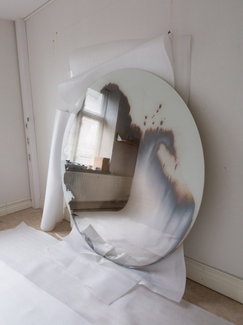 Jenny Nordberg uses uncontrollable process to create unique mirrors in under five minutes
