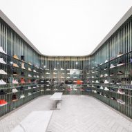 Snarkitecture creates bright shoe display in Kith's Los Angeles store