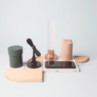 Wireless charging island combines wooden elements with power pads