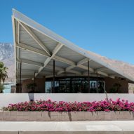 Tramway Gas Station by Frey and Chambers is a modernist gatehouse for Palm Springs