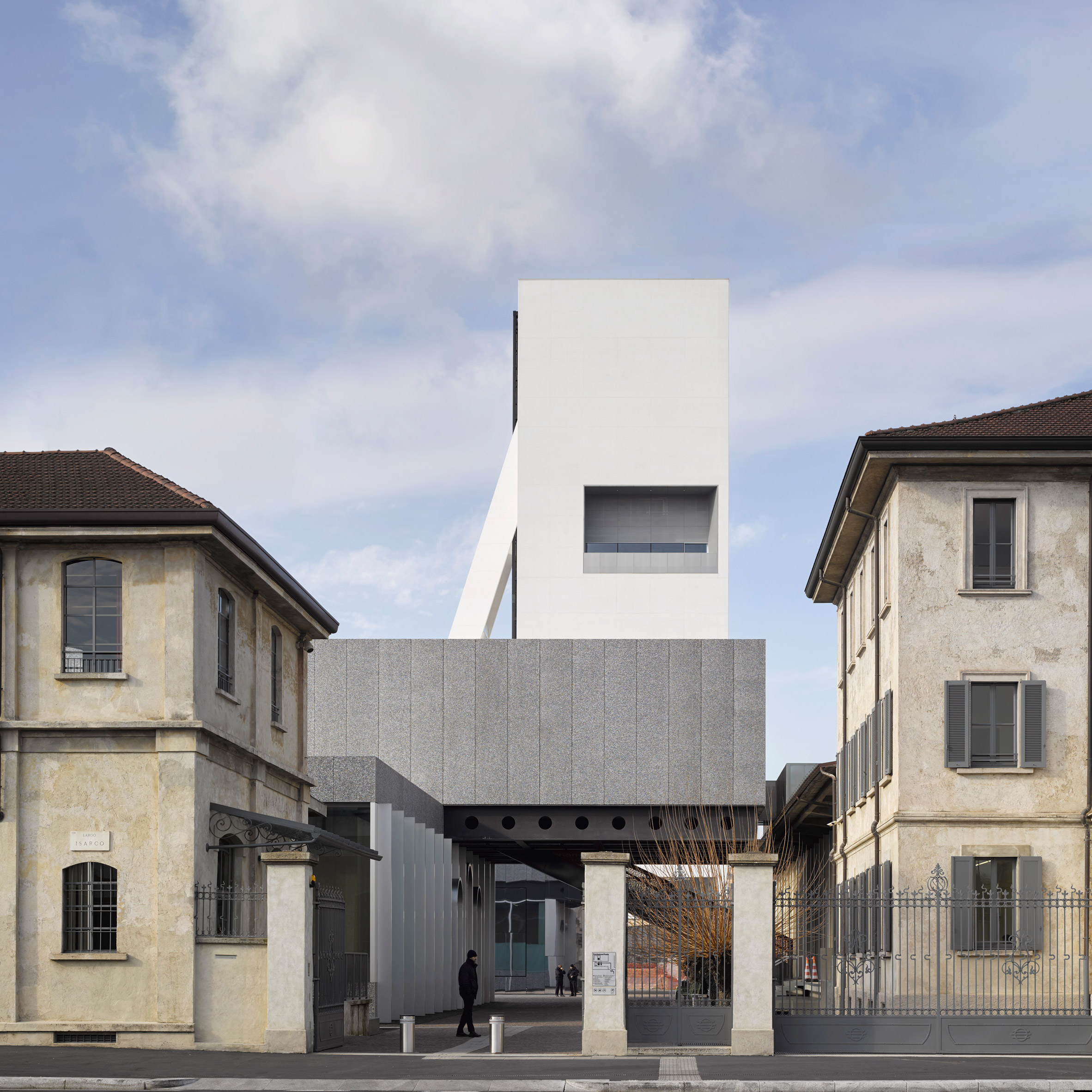 OMA adds white concrete gallery tower to Fondazione Prada in Milan